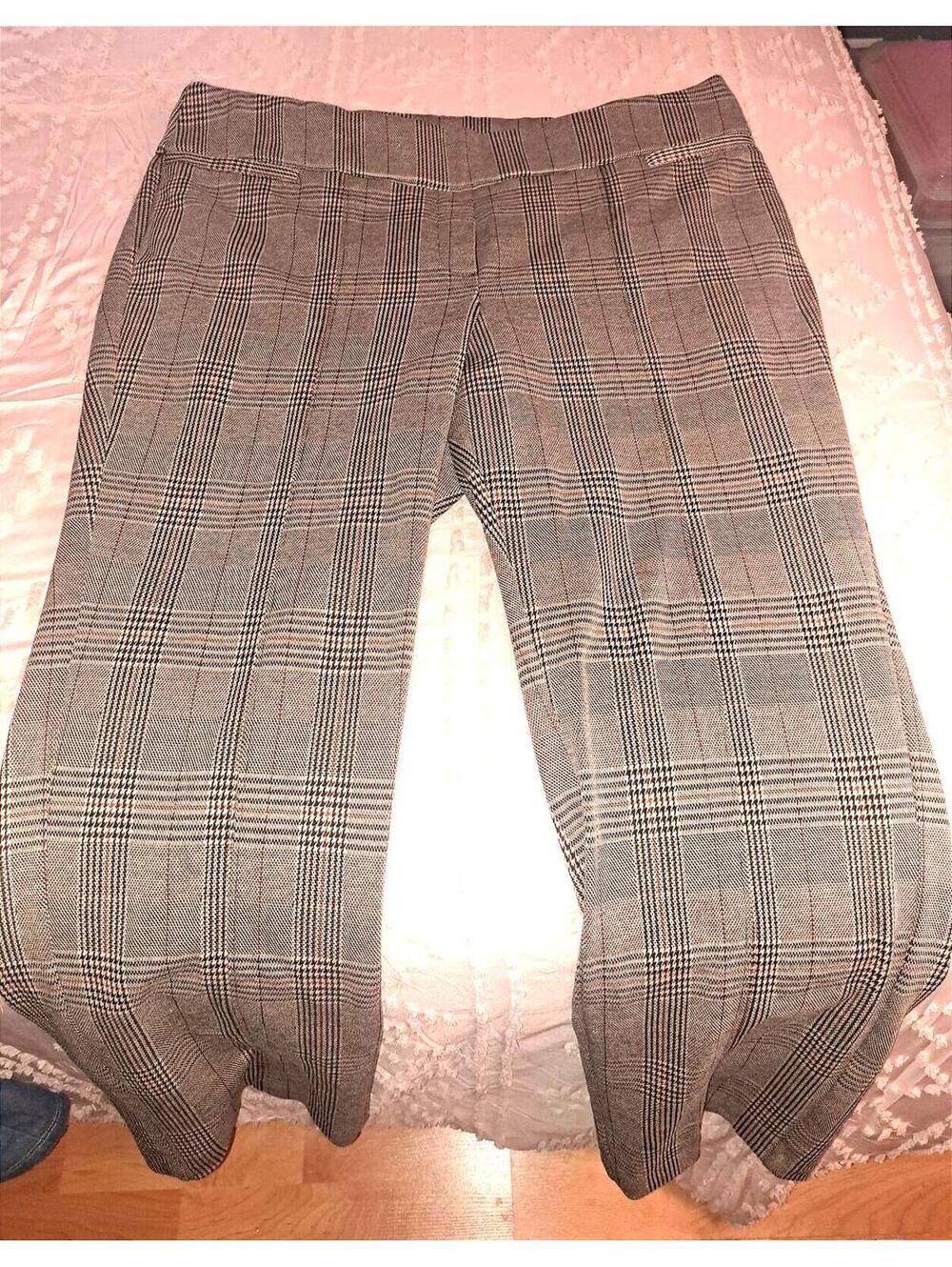 Lane Bryant Pull-On Ponte Straight Leg Rust Glen Plaid Pant Size 22